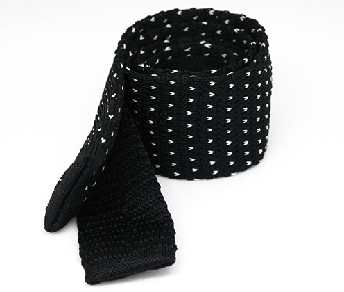 knit tie 028 - 블랙 (하트 도트)