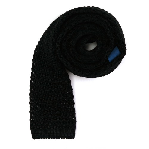 silk knit tie - 블랙