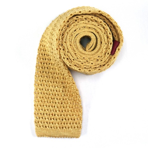 silk knit tie - 머스타드
