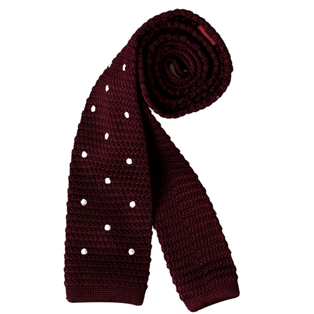 knit tie - wine  (도트)
