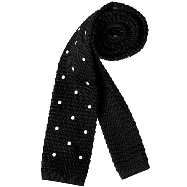 knit tie - black  (도트)